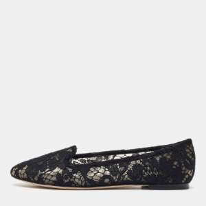 Dolce & Gabbana Black Lace Smoking Slippers Size 38