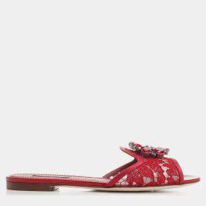 Dolce & Gabbana Red Taormina Lace Sandals Women’s IT 35