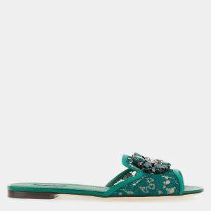 Dolce & Gabbana Verde Taormina Lace Slippers Women’s IT 35