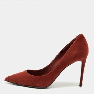 Pre Owned Dolce & Gabbana Brick Red Suede Pointed Toe Pumps Size 40