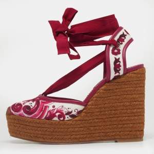 Pre Owned Dolce & Gabbana Multicolor Brocade Fabric Espadrille Wedge Sandals Size 39