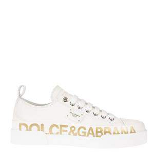 Dolce & Gabbana White Portofino Logo-Detailed Sneakers Size EU 38.5