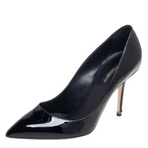 Pre Owned Dolce & Gabbana Black Patent Leather Pointed Toe Pumps Size 37