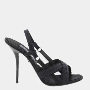 Pre Owned Dolce & Gabbana Black Keira Satin Sandals Size EU 39