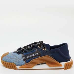 Pre Owned Dolce & Gabbana Two Tone Denim and Neoprene NS1 Sneakers Size 38   