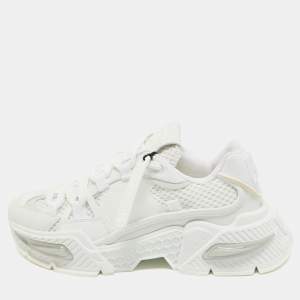Pre Owned Dolce & Gabbana Leather and Mesh Airmaster Low Top Sneakers Size 38