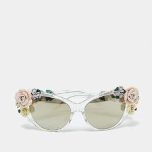 Dolce & Gabbana Grey DG 4180 Floral Embellished Cat-Eye Sunglasses