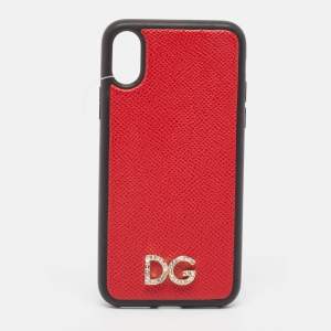 Dolce & Gabbana Red/Black DG Logo Crystals iPhone X Case 
