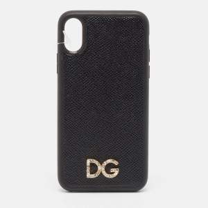 Dolce & Gabbana Black DG Logo Crystals iPhone X Case 