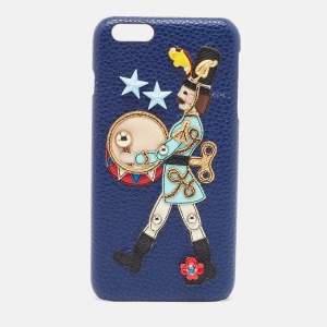 Dolce & Gabbana Blue Leather Nut Cracker Embellished iPhone 6 Case 