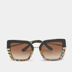 Dolce & Gabbana Dark Brown Gradient Printed DG4373 Oversized Sunglasses