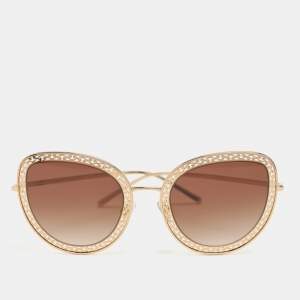 Dolce & Gabbana Gold Tone Metal DG2226 Devotion Collection Gradient Sunglasses