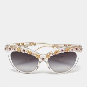 Dolce & Gabbana Grey Gradient DG4232 Flower Motif Cat-Eye Sunglasses
