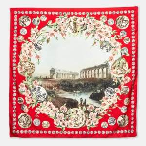 Dolce & Gabbana Red Printed Silk Scarf