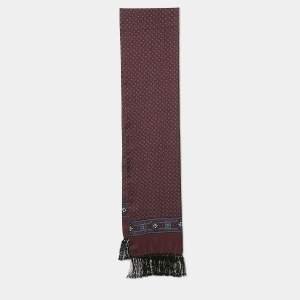 Dolce & Gabbana Burgundy Printed Silk Fringed Silk 