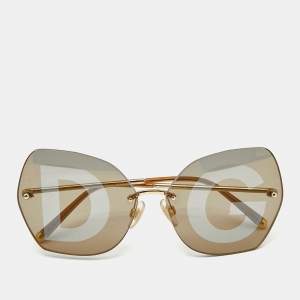 Dolce & Gabbana Grey/Gold Tone DG2204 Logo Butterfly Sunglasses