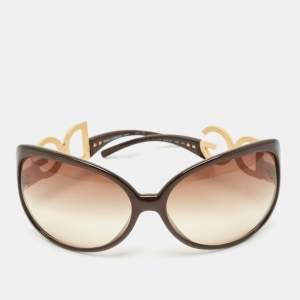 Dolce and Gabbana Brown Gradient DG Crystals Logo Oversized  Sunglasses