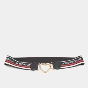 Dolce & Gabbana Multicolor Elastic Band and Leather Heart Buckle Belt 85CM