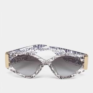 Pre Owned Dolce & Gabbana Grey Gradient 4396 F Printed Frame Cat Eye Sunglasses