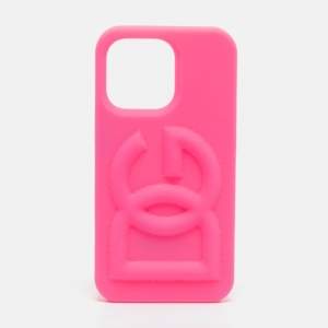 Pre Owned Dolce & Gabbana Pink Rubber DG Logo iPhone 13 Pro Case