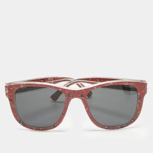 Pre Owned Dolce & Gabbana Red/Black Printed DG 4284 Square Sunglasses