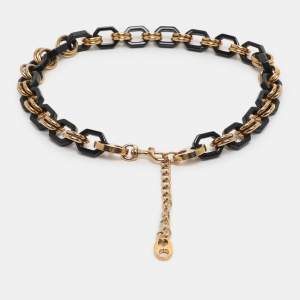 Pre Owned Dolce & Gabbana Black/Gold Tone Hardware and Resin Chain Waist Belt 75CM