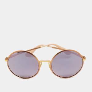 Pre Owned Dolce & Gabbana Peach/Black Mirrored DG2155 Round Sunglasses