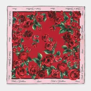 Pre Owned Dolce & Gabbana Red/Pink Printed Silk Handkerchief