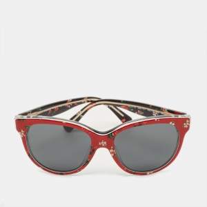 مملوكة مسبقًا Dolce & Gabbana Bambino Red/Black DG4176 Floral Frame Sunglasses