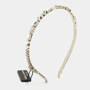 Pre Owned Dolce & Gabbana Crystal Embellished Silver Tone Headband