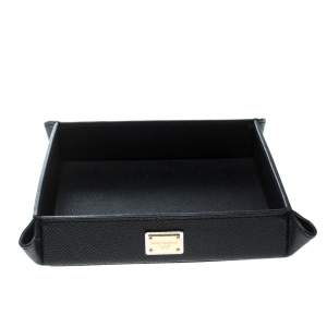 Dolce & Gabbana Black Leather Accessories Tray Plate  