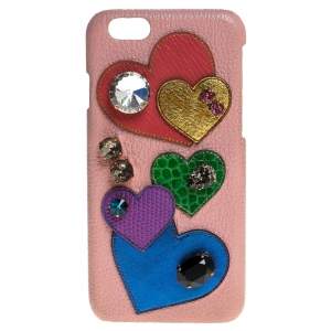 Dolce & Gabbana Multicolor Leather Heart Crystal Embellished iPhone 6S Case