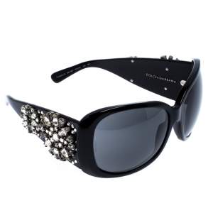 Pre Owned Dolce & Gabbana Black DG 4040-G Crystal Embellished Oversize Sunglasses