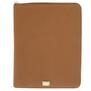 Pre Owned Dolce & Gabbana Tan Leather Agenda Organizer