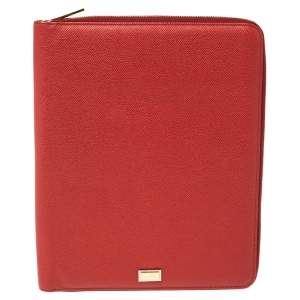 Pre Owned Dolce & Gabbana Red Leather Agenda Organizer