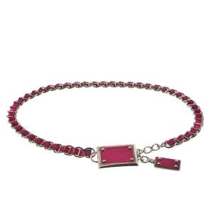 Pre Owned حزام دولتشي أند غابانا سلسلة بادج شعار جلد فوشيا 85 سم