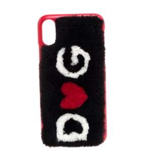 Dolce & Gabbana Black/Red Fur Logo Plaque iPhone X Cover