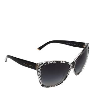 Pre Owned Dolce & Gabbana Black Lace / Grey Gradient DG 4111 Cateye Sunglasses
