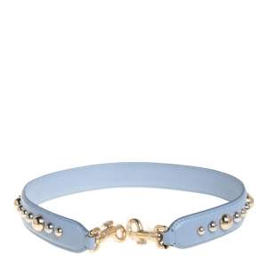 Pre Owned Dolce & Gabbana Blue Leather Studded Shoulder Bag Strap
