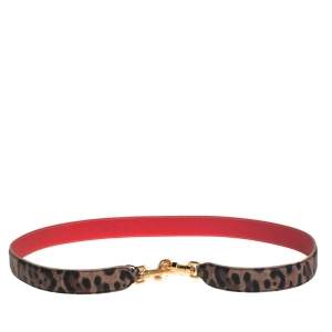Pre Owned Dolce & Gabbana Brown/Black Leopard Print Coated Canvas Shoulder Bag Strap