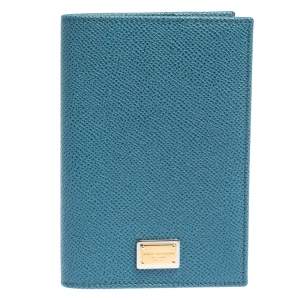 Pre Owned Dolce & Gabbana Blue Leather Passport Holder