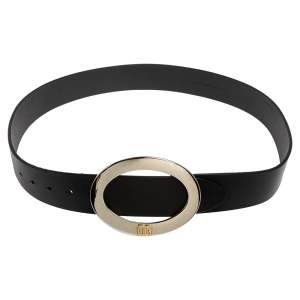 Dolce & Gabbana Black Leather Oval Buckle Belt 95 CM