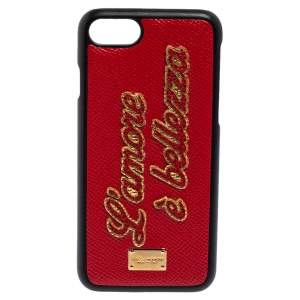 Dolce & Gabbana Red Leather L'amore e' Bellezza iPhone 8 Case