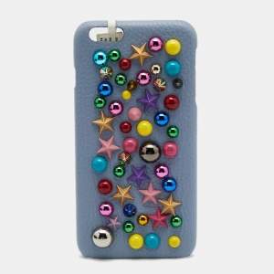 Dolce & Gabbana Light Blue Leather Embellished iPhone 6 Plus Cover