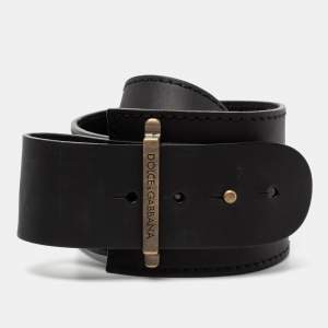 مملوكة مسبقًا Dolce & Gabbana Black Leather D Ring Waist Belt 90CM