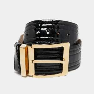 Dolce & Gabbana Black Patent Leather Wide Buckle Belt 95CM