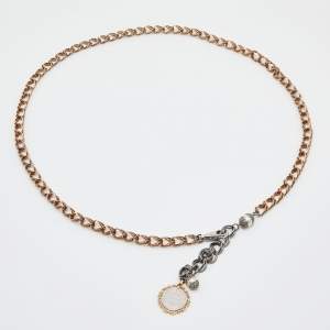Pre Owned Dolce & Gabbana Two Tone Heritage Medallion Chain Belt