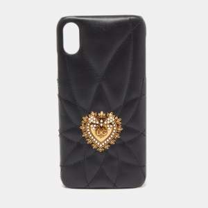 Dolce & Gabbana Black Leather Sacred Heart iPhone XS Case