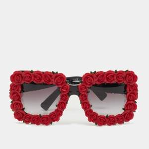 Dolce & Gabbana Red/Black Gradient DG4253 Roses Rectangle Sunglasses