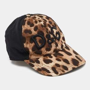 Dolce & Gabbana Logo Embroidered Leopard Print Cotton Blend Baseball Cap Size 57